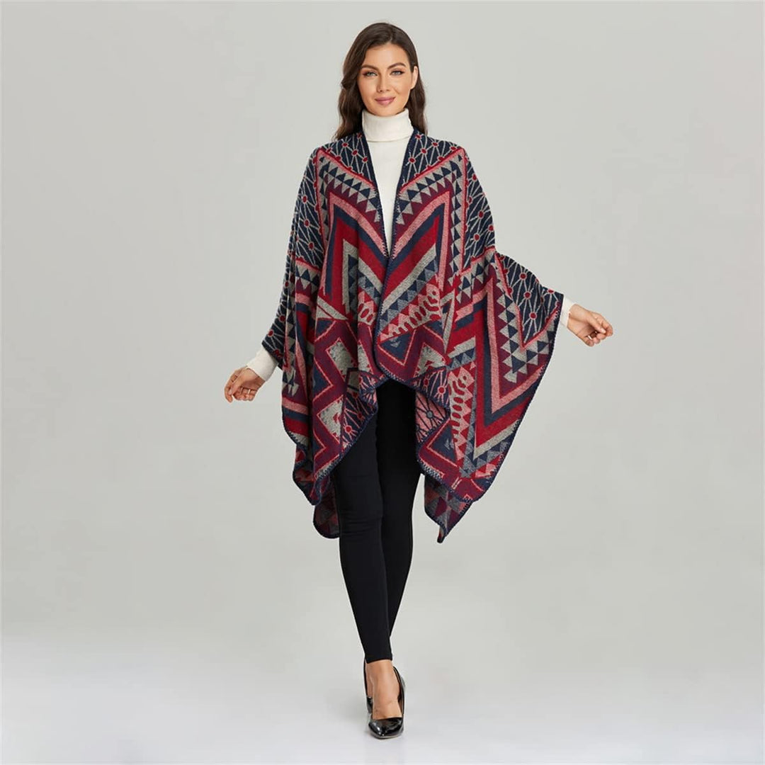 Damen Herbst/Winter Poncho mit Quaste, 130 * 150CM Warm Poncho-Schal Überwurf Strick Cape Elegant Um