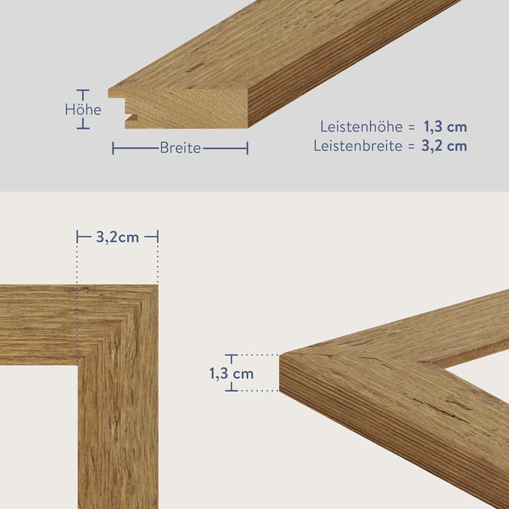 WANDStyle Bilderrahmen Strandhaus Stil 30x42cm DIN A3 I Farbe: Eiche-Optik I Fotorahmen I rustikaler