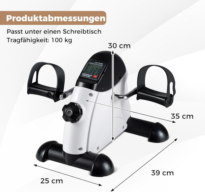 COSTWAY Pedaltrainer für Senioren, Arm und Beintrainer unter dem Schreibtisch, Heimtrainer mit verst