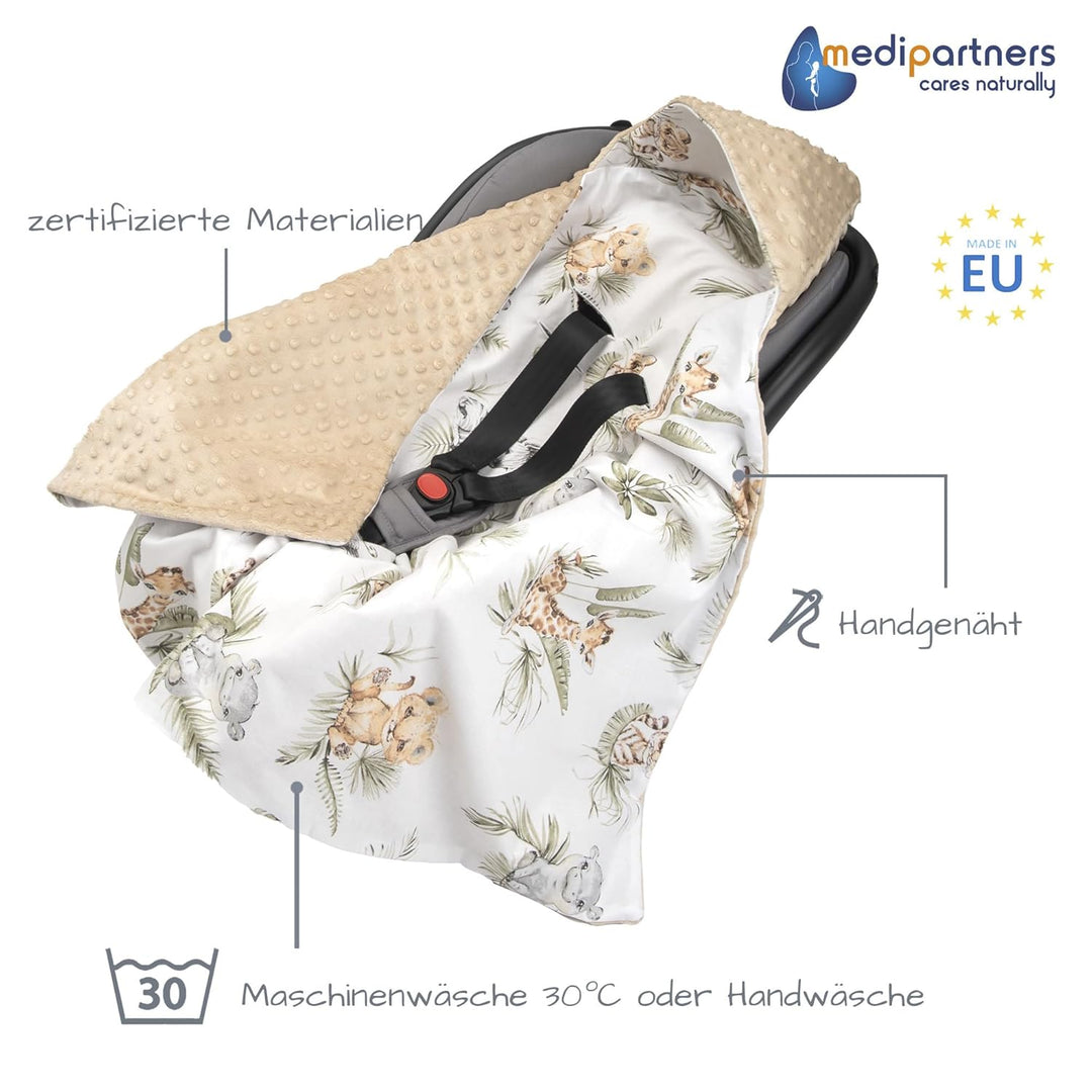 Medi Partners Einschlagdecke Baby Babyschale 100% Baumwolle für Sommer 85x85cm Kinderwagen Kuschelde