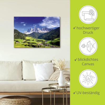 ARTland Leinwandbilder Wandbild Bild auf Leinwand 60x40 cm Wanddeko Alpenbilder Landschaft Berge Süd