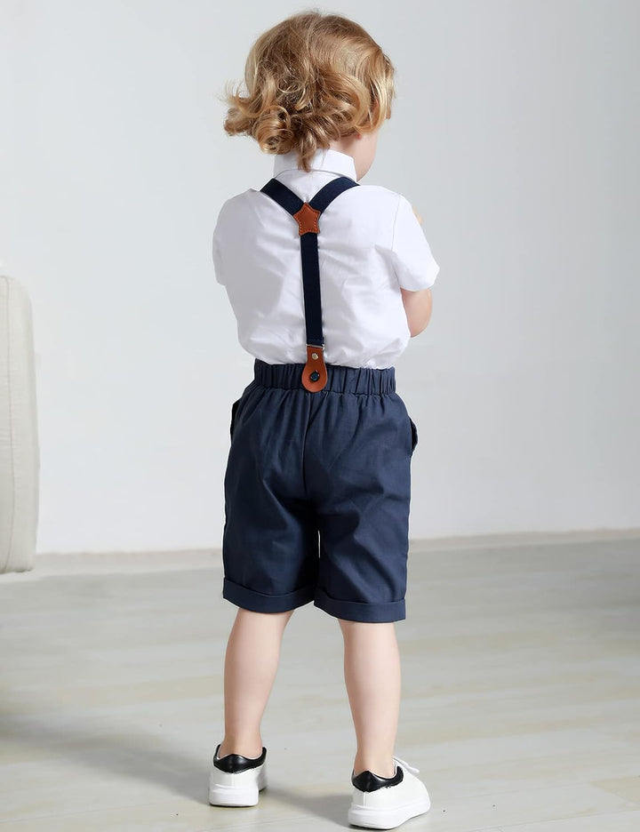 mintgreen Baby Jungen Anzüge, Neugeborenes Hemd Hose Taufe Gentleman Outfit Kurzarm Passen mit Strap