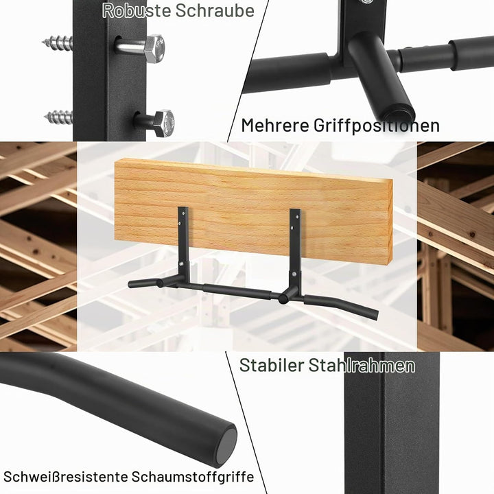Klimmzugstangen Klimmzugstange Wandmontage Heimturnhalle Pull Up Bar, 3 Loch, Multifunktionale Edels
