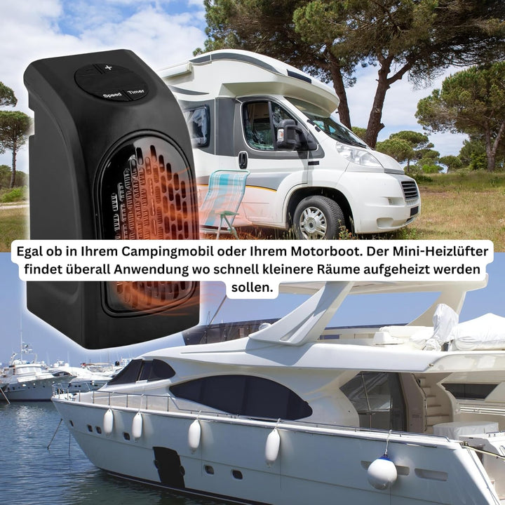 MAUK® Mini Heizlüfter/Handy Heater | Kompakt für Wohnwagen und Wohnmobile | 400 W PTC-Keramik Steckd