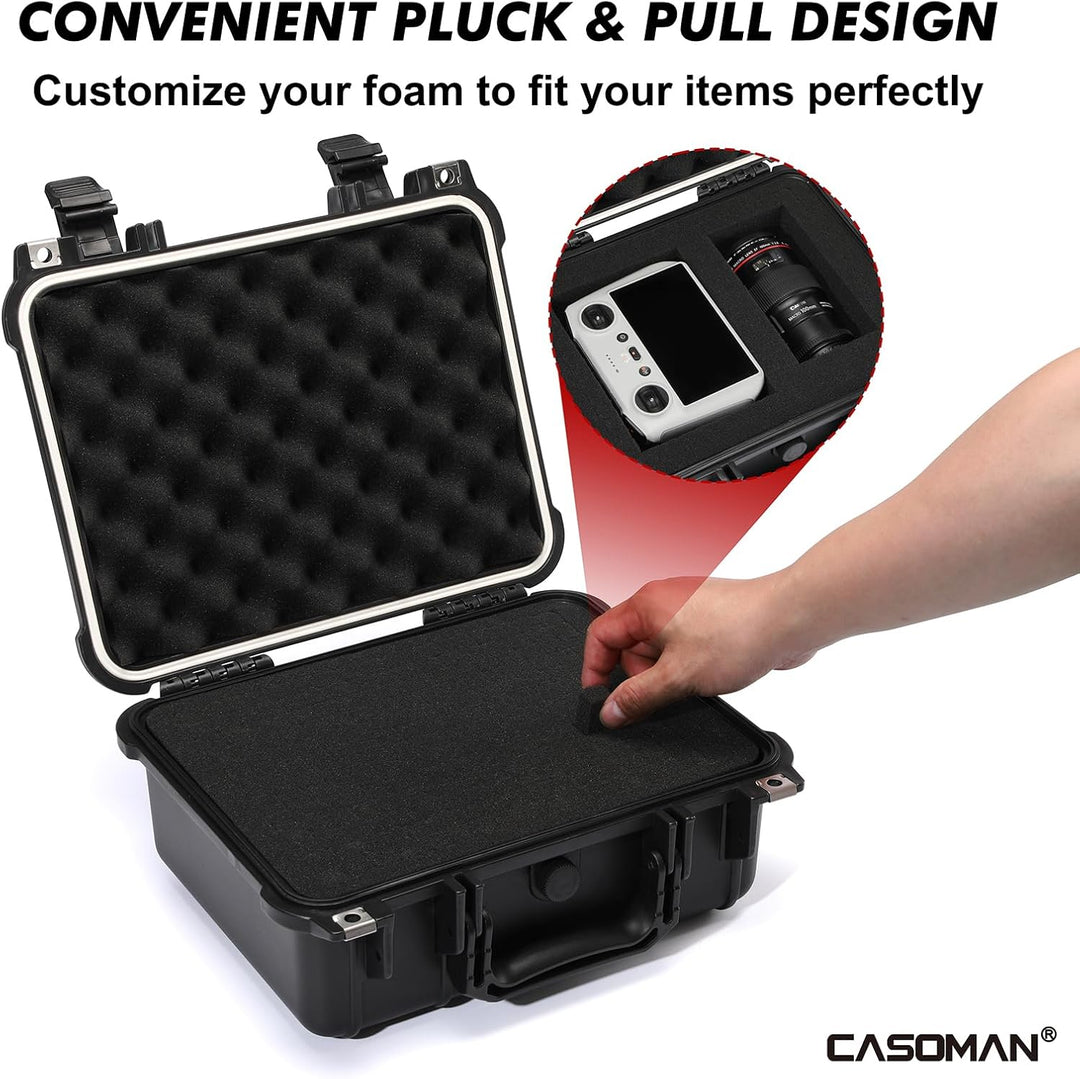 CASOMAN Water-Proof and Dust-Proof Protective Sturdy Plastic Storage Case with Cush-Proof Sponge and