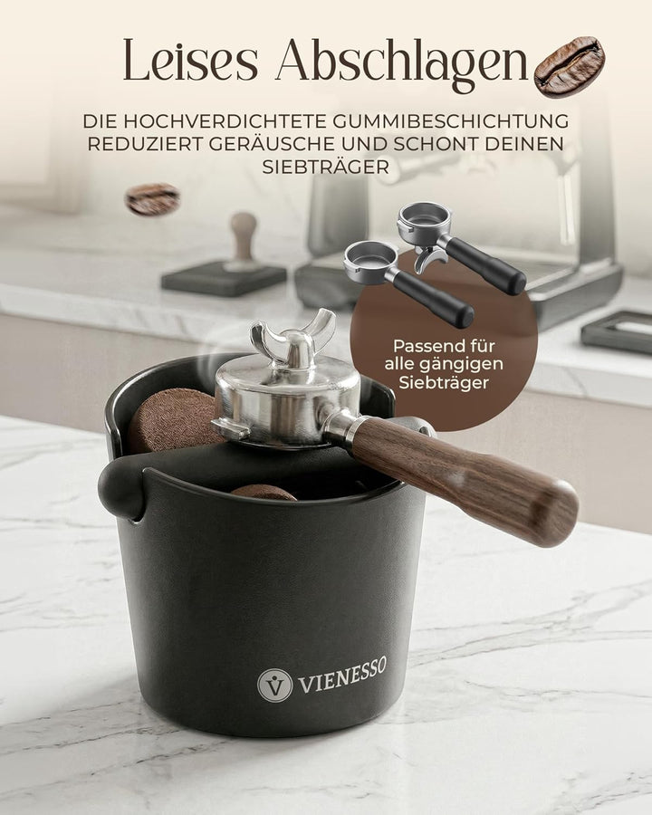 Abklopfbehälter für Siebträger | geräuschdämpfende Espresso Knock Box für Kaffeesatz – rutschfester