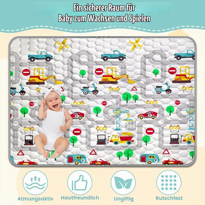 Baby Spielmatte, 150*200cm Baby Krabbelmatte, Baby Faltbare Spielmatte, Krabbeldecke für Baby, Klein