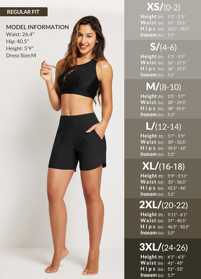 BALEAF Damen Badeshorts Bauchkontrolle UPF50+ Badehose Schnell Trocknend Schwimmhose Hohe Taille Boa