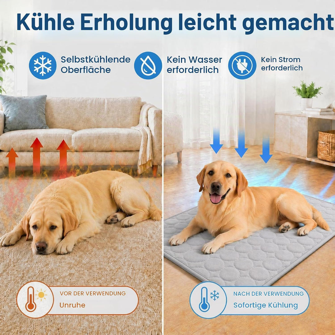 Kühlmatte für Hunde XL 100x70cm, Kühldecke Hund Selbstkühlend Ohne Gel, Atmungsaktive Kühlmatte für