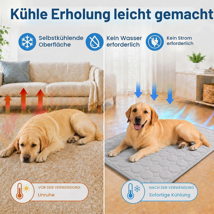 Kühlmatte für Hunde XL 100x70cm, Kühldecke Hund Selbstkühlend Ohne Gel, Atmungsaktive Kühlmatte für