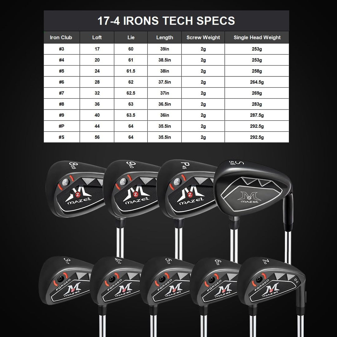 MAZEL WM-X4 Golf-Schmiedeeisen 3, 4, 5, 6, 7, 8, 9, P, S, niedriges COG und breite Sohle, einzelne G