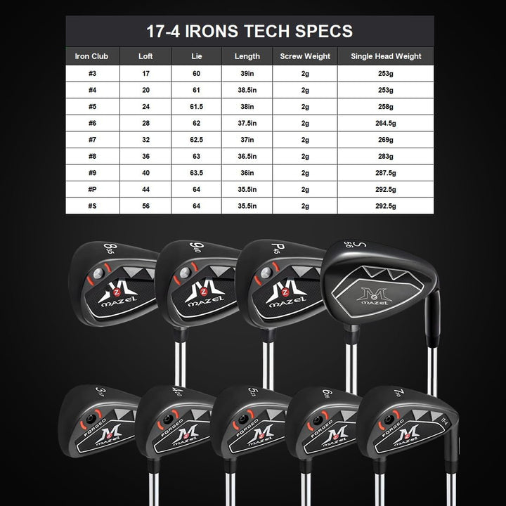 MAZEL WM-X4 Golf-Schmiedeeisen 3, 4, 5, 6, 7, 8, 9, P, S, niedriges COG und breite Sohle, einzelne G