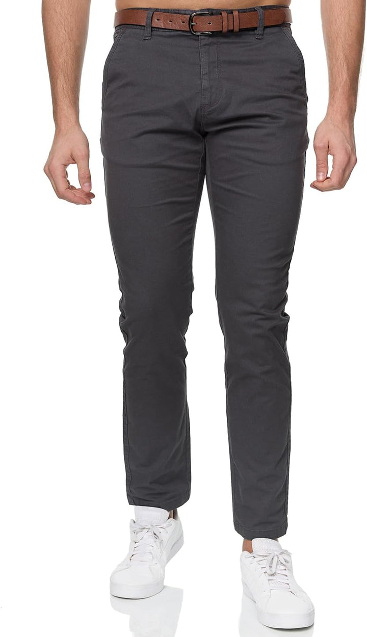 Indicode Herren Gower Chinohose Stretchhose | Chino Herrenhose Super Stretch Stoffhose 31W / 34L Dkg