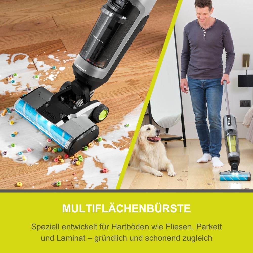 RYOBI 18 V ONE+ Brushless Multiflächenreiniger RHFC18BL-0 5133006325, 3-in-1 Staubsaugen, Wischen &