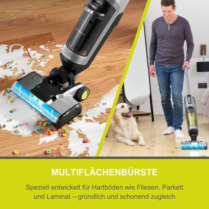 RYOBI 18 V ONE+ Brushless Multiflächenreiniger RHFC18BL-0 5133006325, 3-in-1 Staubsaugen, Wischen &