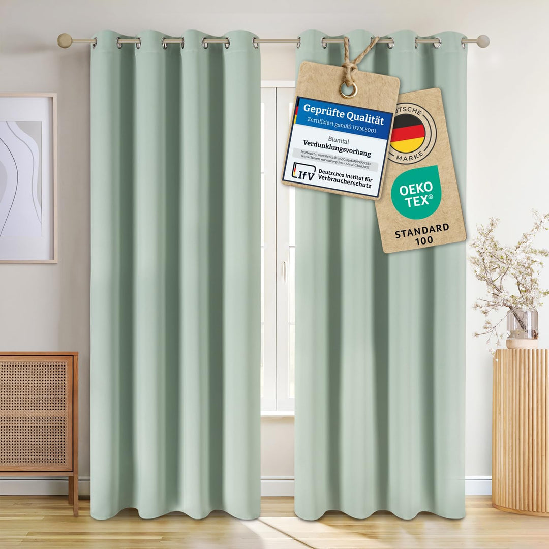 Blumtal 2er-Set Gardinen Verdunklungsvorhänge Blickdicht - Elegante Wärmeisolierende Vorhänge mit Ös