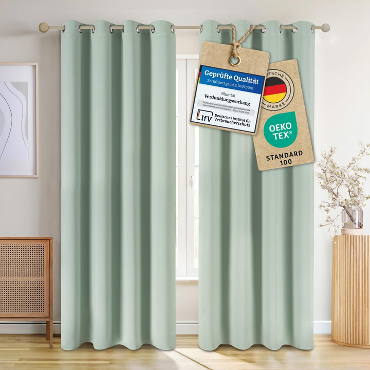 Blumtal 2er-Set Gardinen Verdunklungsvorhänge Blickdicht - Elegante Wärmeisolierende Vorhänge mit Ös