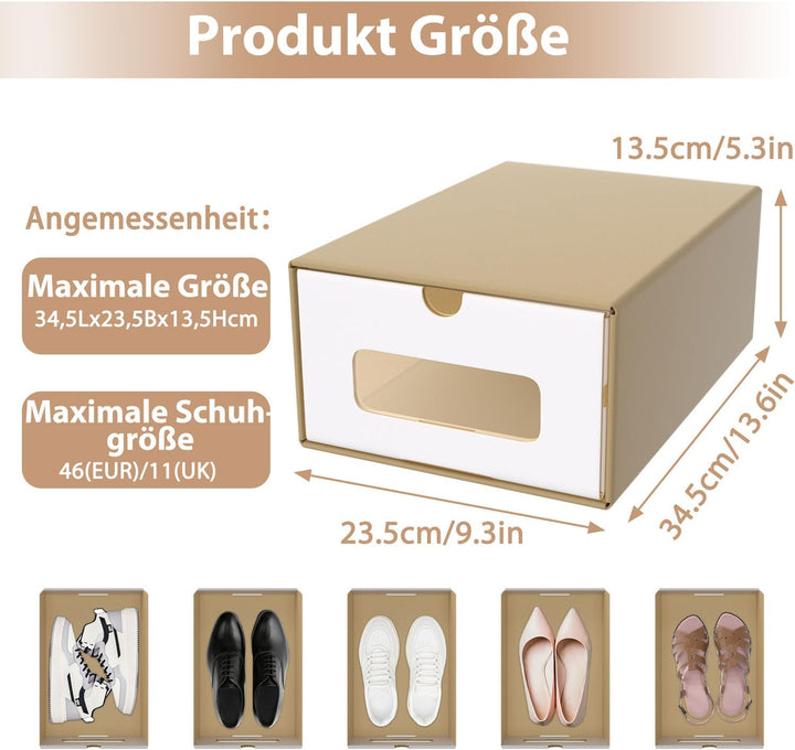 ACXIN Schuhboxen Stapelbar Boxen-Set,Aufbewahrungsbox Schubladen mit Transparentes Sichtfenster,Papp