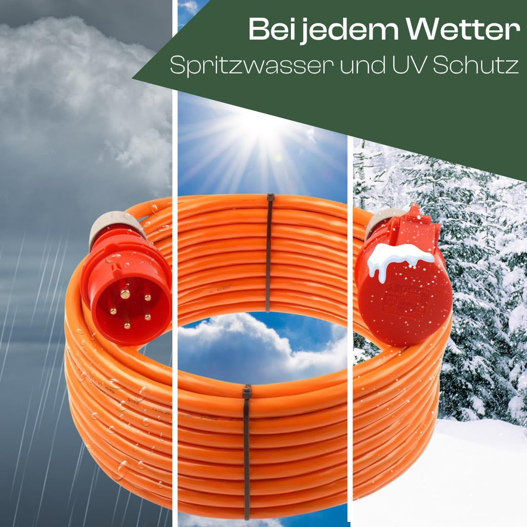 netbote24 CEE Starkstromkabel Verlängerungskabel 16A 400V Pur-Leitung H07BQ-F 5g1,5 Aussen 15m