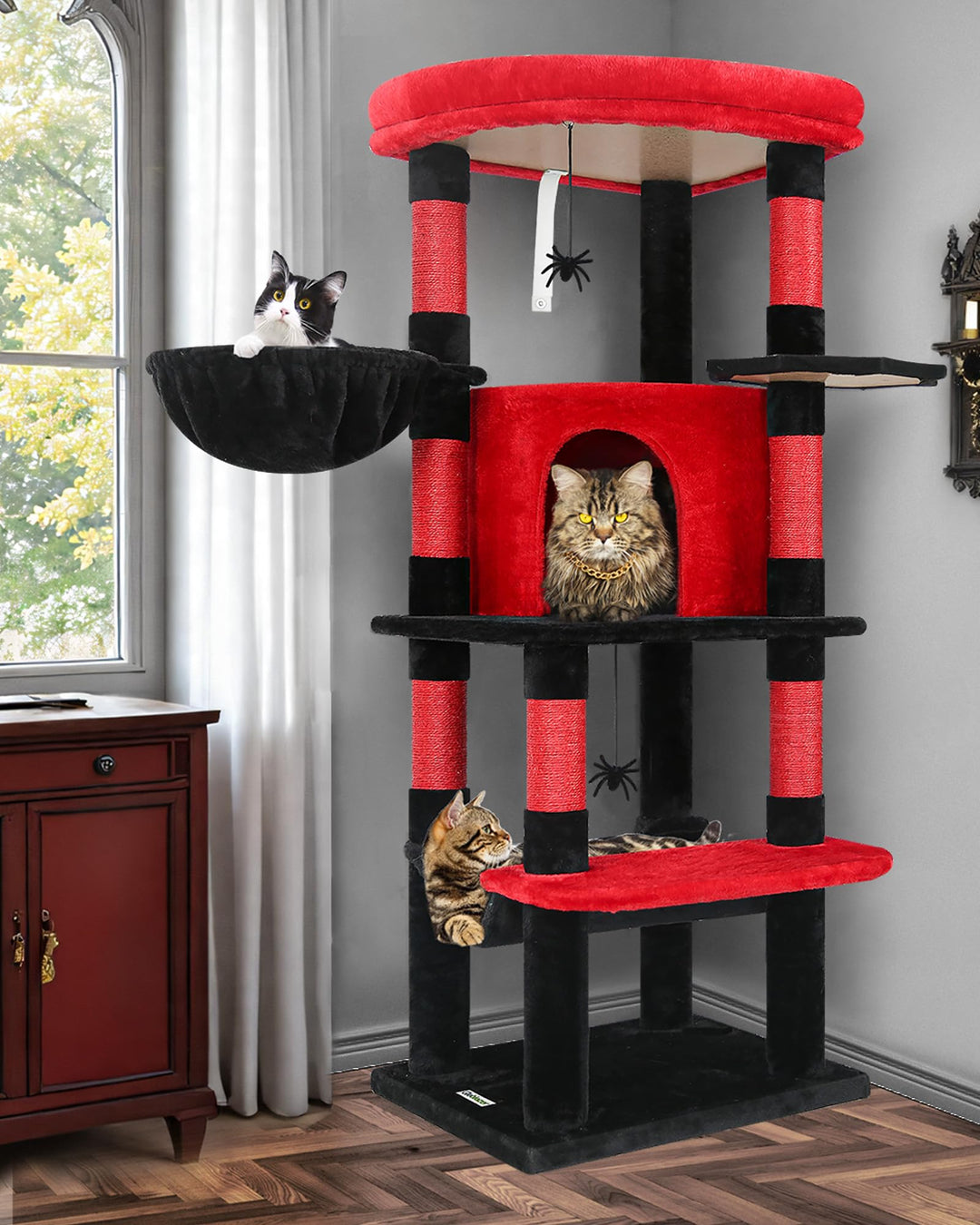 Globlazer Kratzbaum Ecke Stabil mit Grosse Loungebereich für 2/3 Katzen C51 | Eckkratzbaum Platz Spa