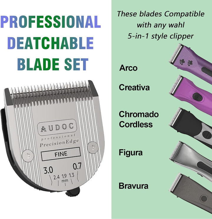 AUDOC 2-Pack Professionelle Tier-5-in-1-Klinge mit Verstellbarer Schnittlänge von 0,7–3 mm,kompatibe