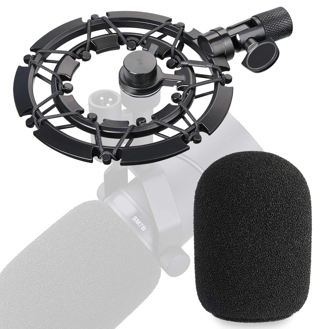 Shure SM7B Shock Mount mit Popschutz, SM7b Mikrofonspinne Halterung Reduziert Vibration und Verbesse