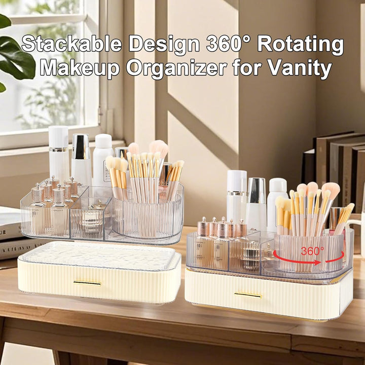 DASITON Make Up Kosmetik Organizer, 360° Drehbar Make Up Pinsel Organizer, Grosser Kosmetik Aufbewah