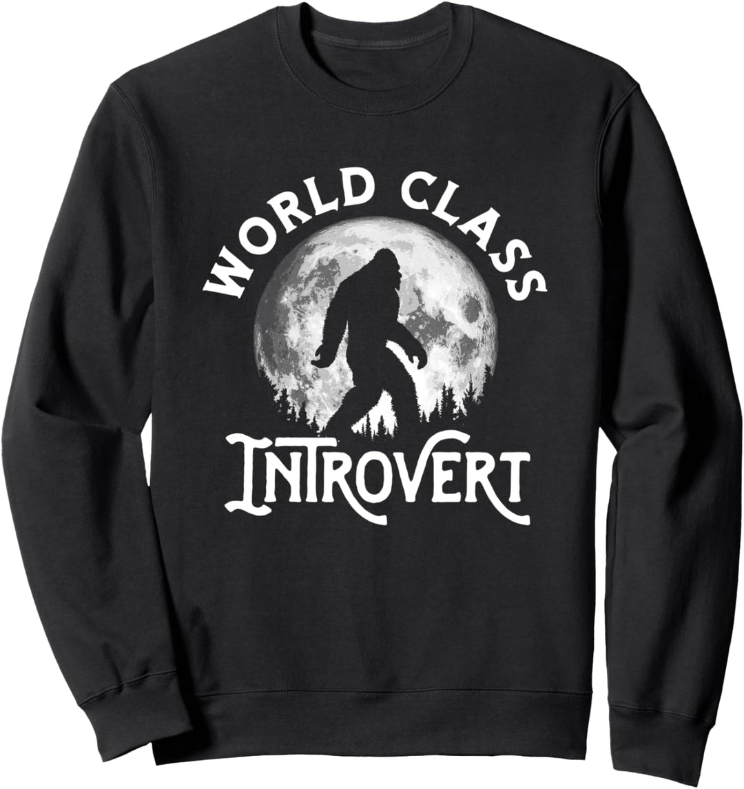 Bigfoot World Class Introvert Funny Full Moon Night Graphic Sweatshirt