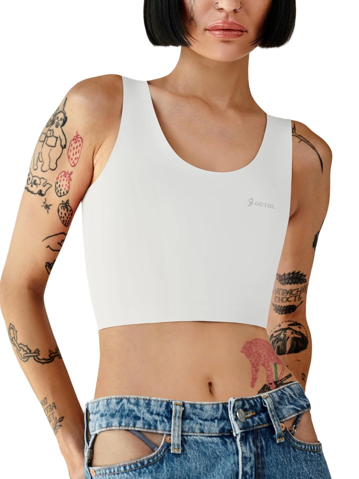 Brust Binder für Transgender FTM Trans Binder Atmungsaktive Nahtlos Schwimm Binder Bra Weiss 3XL, We