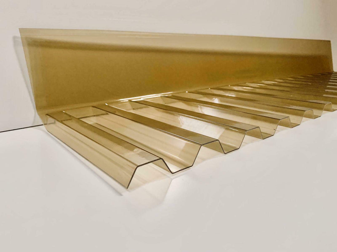 PVC Trapez 70/18 Wandanschluss in Bronze - Breite: 1100 mm Profilseite: 245 mm Glatte Seite: 130 mm