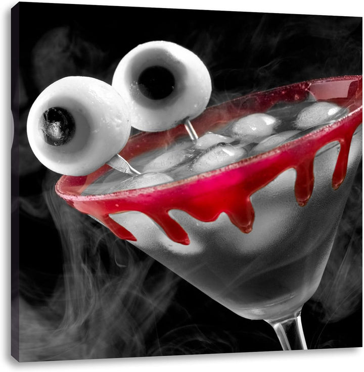 Pixxprint Cocktail mit Augen als Leinwandbild/Grösse: 70x70 cm/Wandbild/Kunstdruck/fertig bespannt,