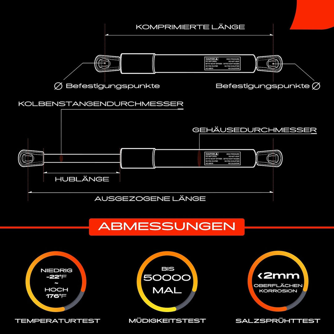 Frankberg 2x Gasfeder Dämpfer Heckklappe Kompatibel mit Rapid Spaceback NH1 NH3 1.0L-1.6L Schrägheck