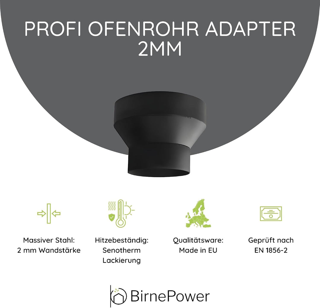 Ofenrohr Rauchrohr Erweiterung Abzugrohr Rohrerweiterung von 130 auf 180 mm Senotherm 2mm Kaminrohr
