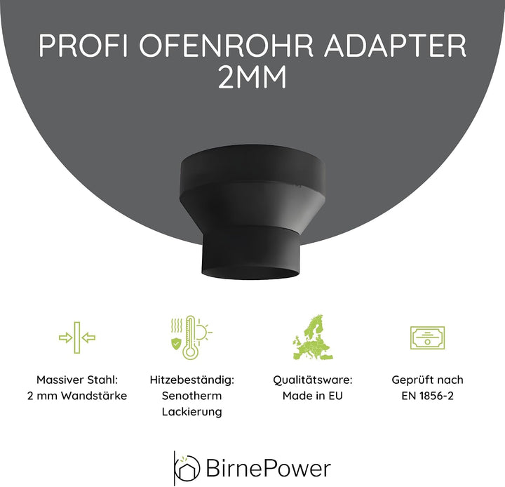 Ofenrohr Rauchrohr Erweiterung Abzugrohr Rohrerweiterung von 130 auf 180 mm Senotherm 2mm Kaminrohr