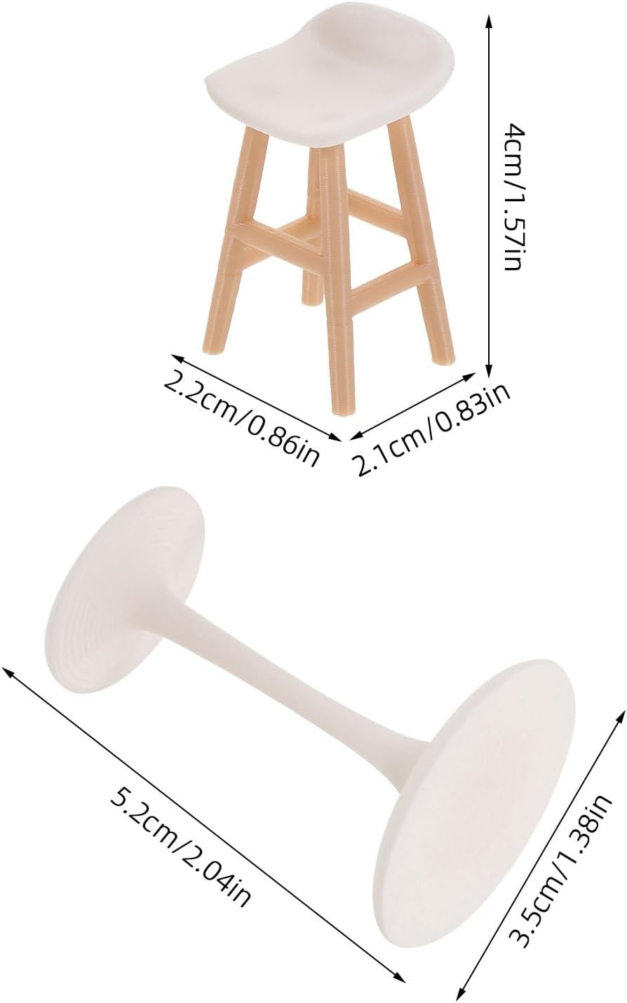 Toddmomy Miniatur Puppenhausmöbel Satz 1:20 mit Weissem Bartisch und Stühlen aus Kunststoff Realisti