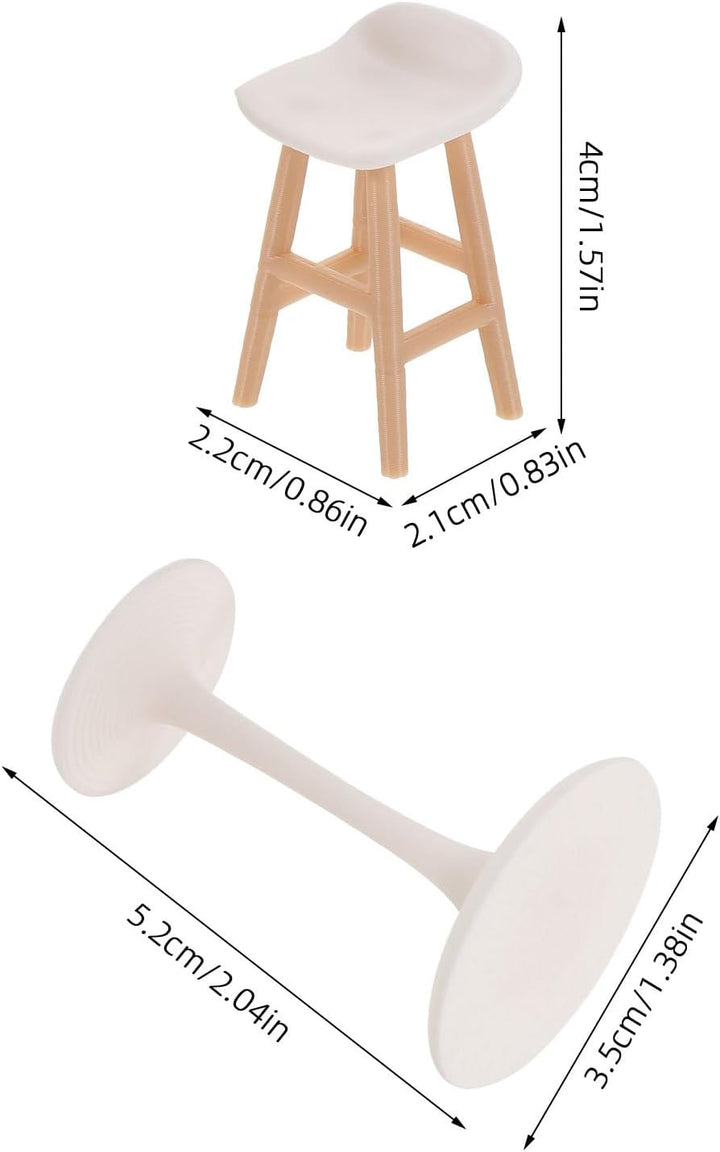 Toddmomy Miniatur Puppenhausmöbel Satz 1:20 mit Weissem Bartisch und Stühlen aus Kunststoff Realisti