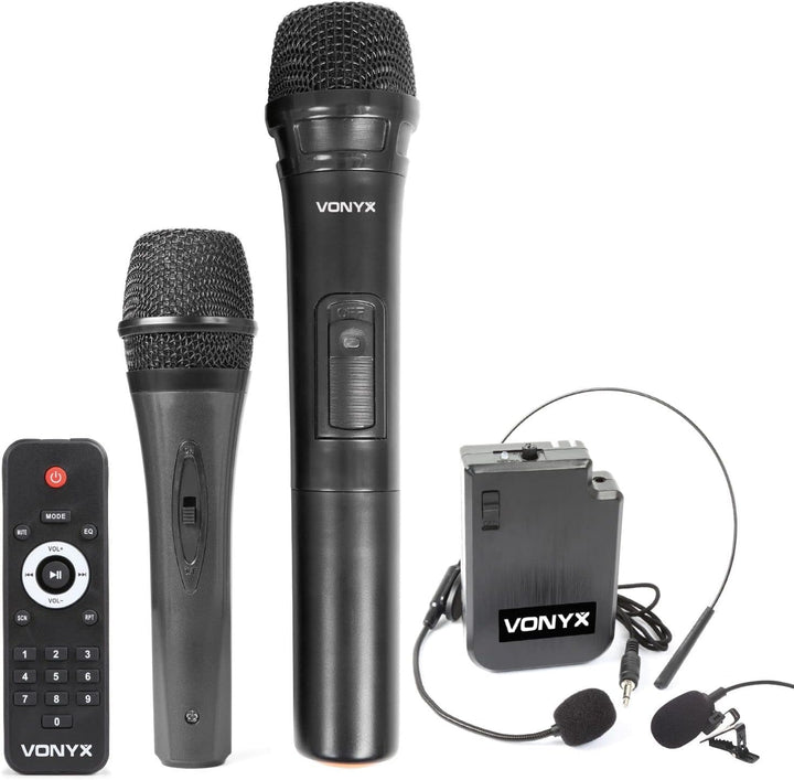 Vonyx AP1200PA - Mobile PA Anlage, Partybox Bluetooth mit Akku, 600 Watt Party Lautsprecher mit UHF-