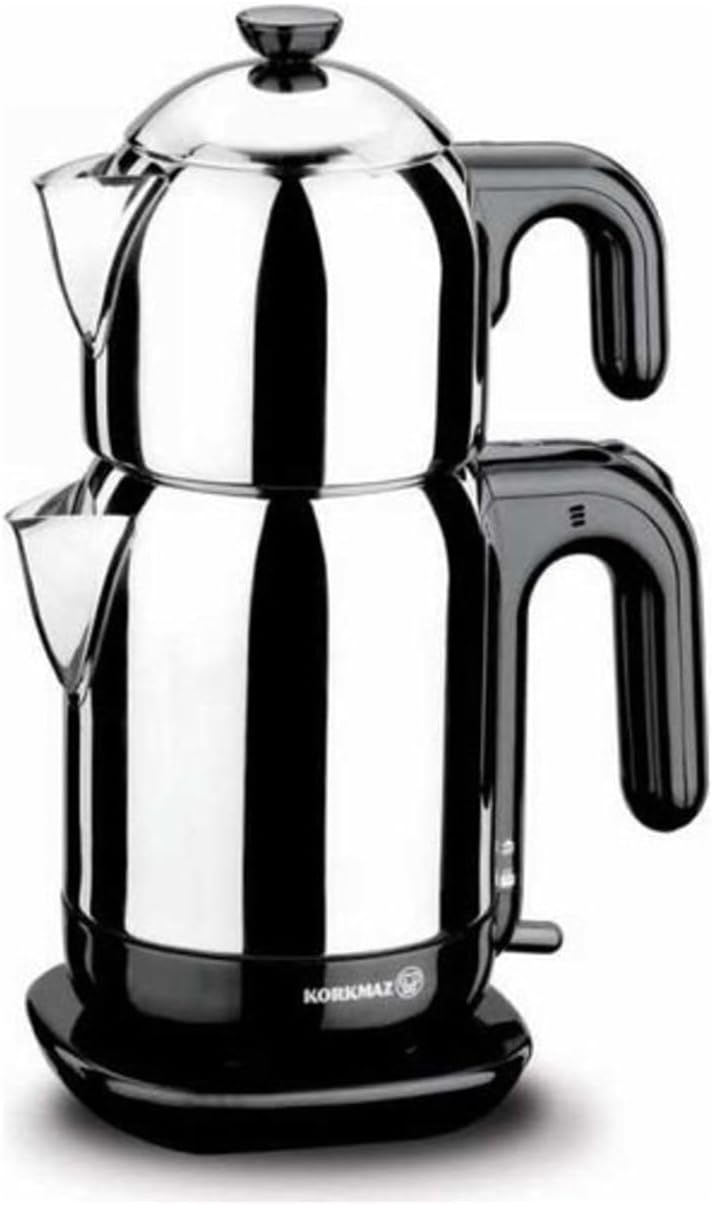 Korkmaz Demtez Electrical Teapot- Black/Caymatik / A369 Teekocher, Edelstahl, 1.7 liters, Schwarz