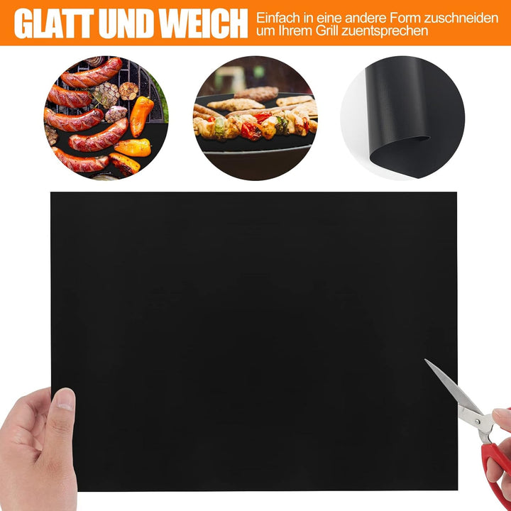 DIKER BBQ Grillmatte, Antihaft 5er Set 40x60cm, Backmatte für Holzkohle & Backen, Backpapier Wiederv