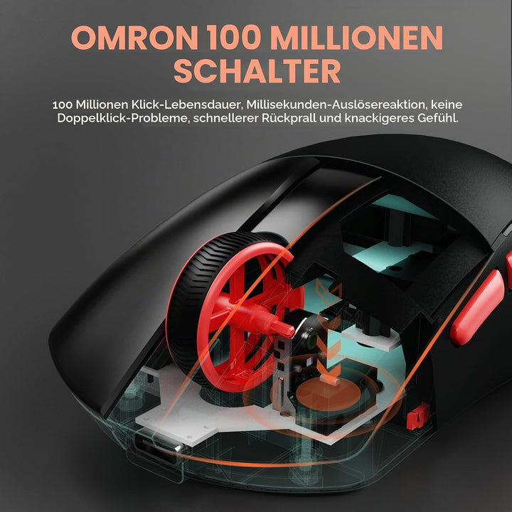 DAREU A950 Wing Wireless Gaming Mouse, Ultraleicht 35 g, Dual Polling Rate 8000 Hz, 30 000 DPI Optis