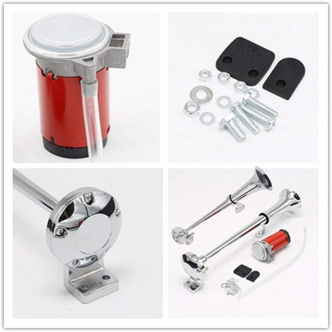 YIYIDA Autohupe Elektrische Hupe Car Horn 12V Schiffshupe Zink Chrom Silber Doppelrohr 170 dB Air Ho
