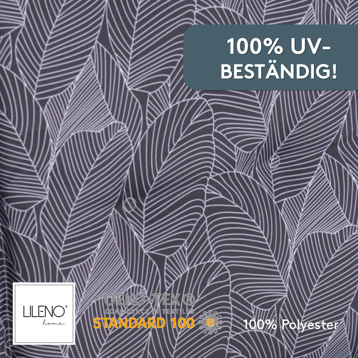 LILENO HOME Gartenstuhl Auflagen als [2er Set - Hochlehner] in Blätter Anthrazit - Bequeme Liegen al