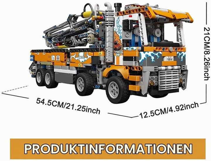 Mould King 19014 Schwerlast Abschleppwagen Bausteinsets, 2098 Teile MOC Betonpumpen-LKW-Baumodell, G