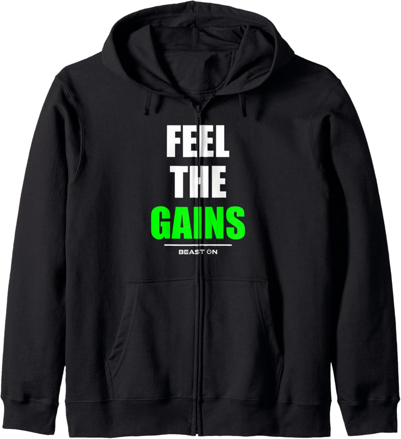 Feel the Gains Bodybuilding Gains Gym Fitness Workout Grün Kapuzenjacke