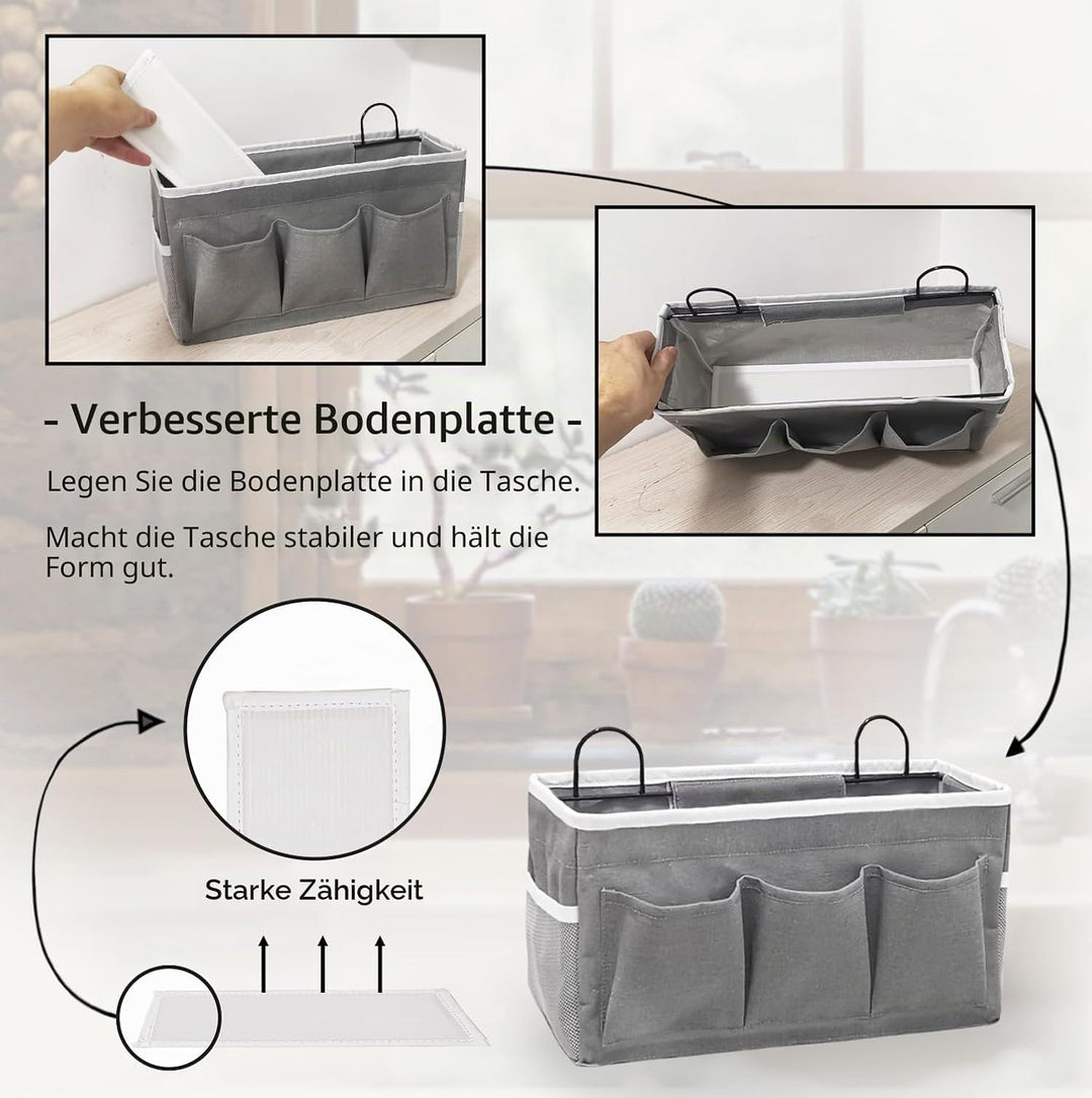 Grosse Wand-Organizer-Tasche mit 3 Taschen, Leinenstoff, Aufbewahrungskörbe mit Taschen, wasserdicht
