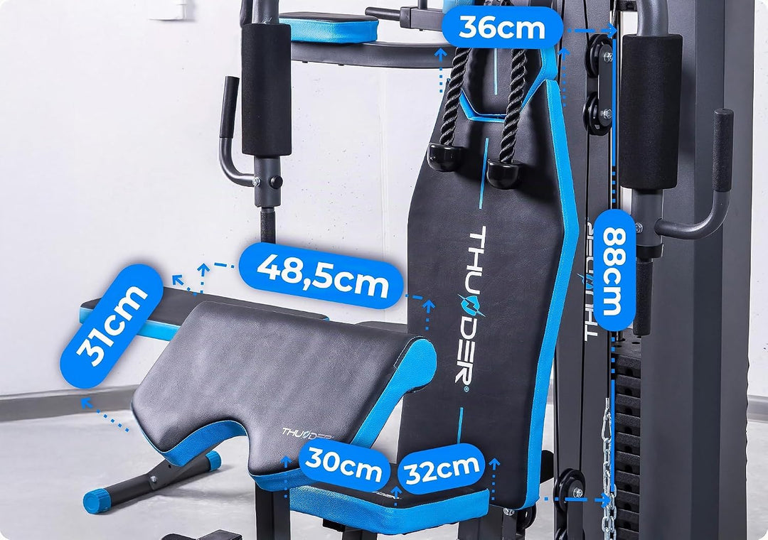 THUNDER Multifunktionale Kraftstation Home Gym Fitnessstation mit Kabelzug &amp; Muskelaufbau Training H