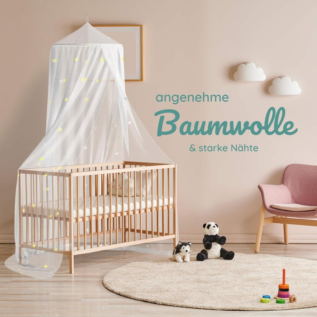 BEARTOP Baldachin Kinderzimmer | 6 Farben | ohne Bohren | Tüll | mit stabilem Ring | Ring Wird in St