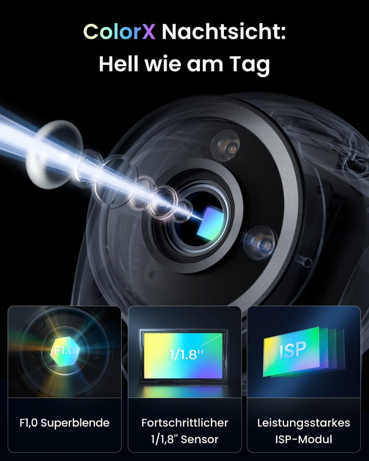 Reolink CX820 ColorX PoE Kamera, 4K UHD, Echtfarben Nachtsicht, F1.0 Superblende, 1/1,8" Bildsensor,