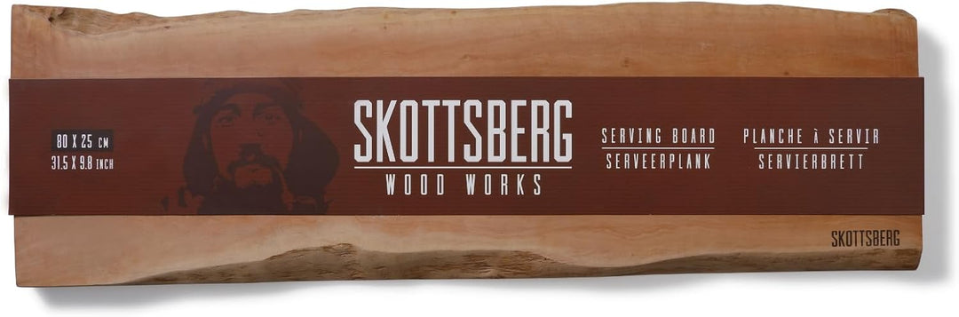 SKOTTSBERG Servierbrett - 80×25 cm - Longan-Holz Servierplatte – Beidseitig nutzbar mit hygienischen