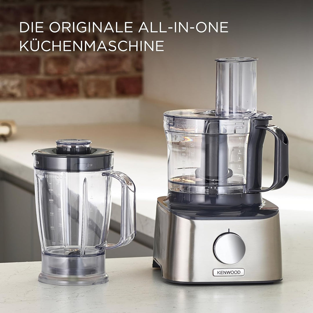 Kenwood Multipro Compact FDM301SS Kompakt-Küchenmaschine, 2,1 Liter, inkl. Edelstahl Messer, 3 Arbei